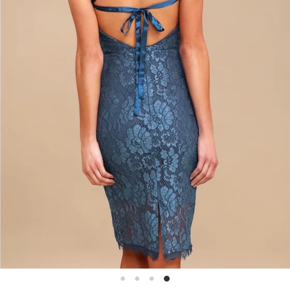 Lulu's Blue Sleeveless Halter Backless Sheath Dress